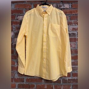 LL Bean Yellow Gingham Wrinkle Resistant Men's Shirt Size M